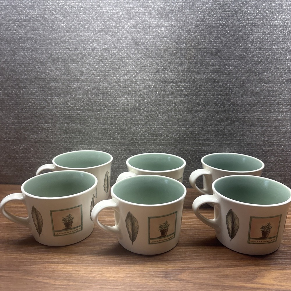 Vintage Pfaltzgraff Naturewood Mug – Set Of 6 Country Green Granny Core Natural